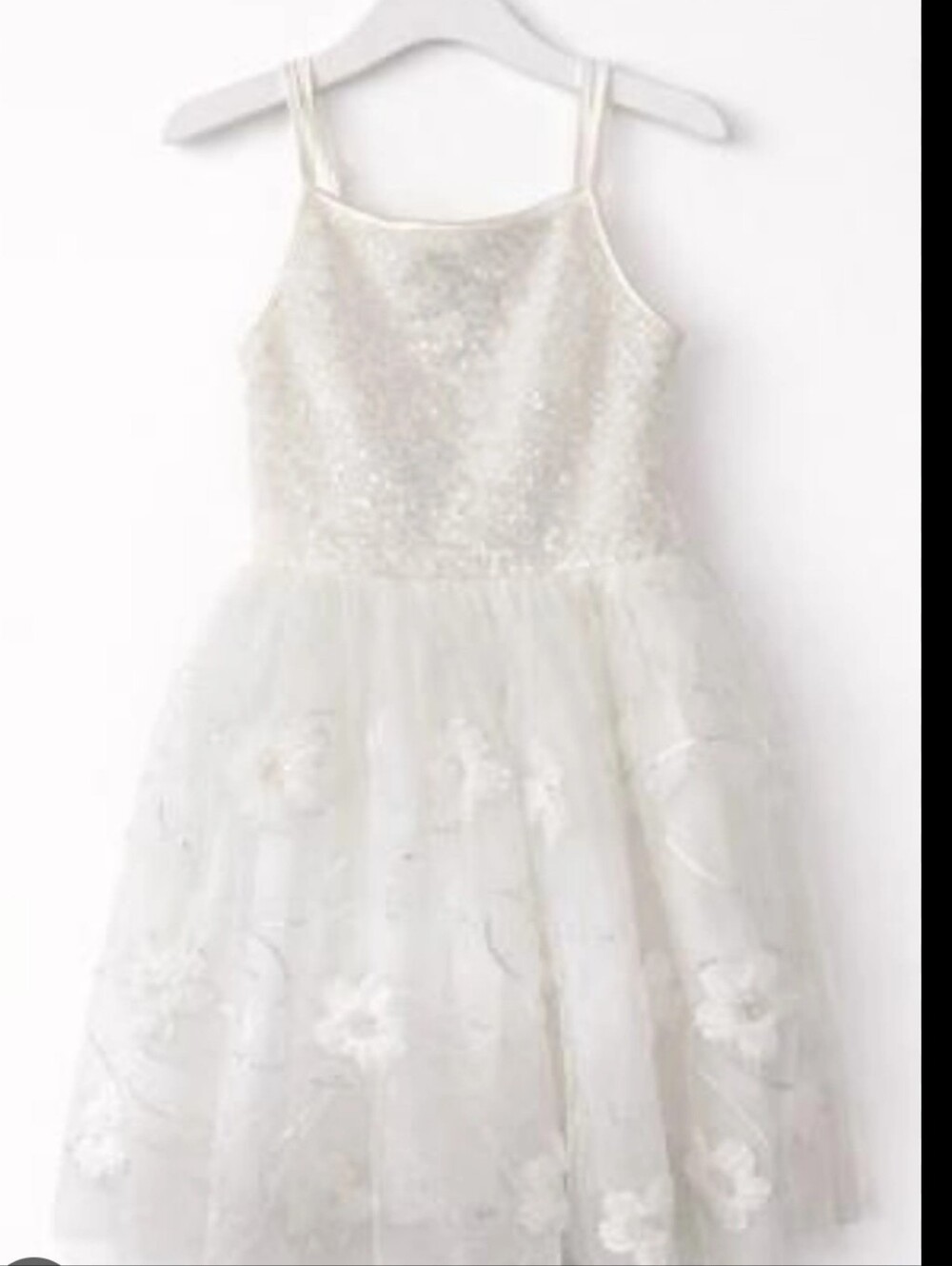 Zenzi Sequin Bodice Tulle Skirt  Floral Spaghetti Strap Dress Size Small 6/7